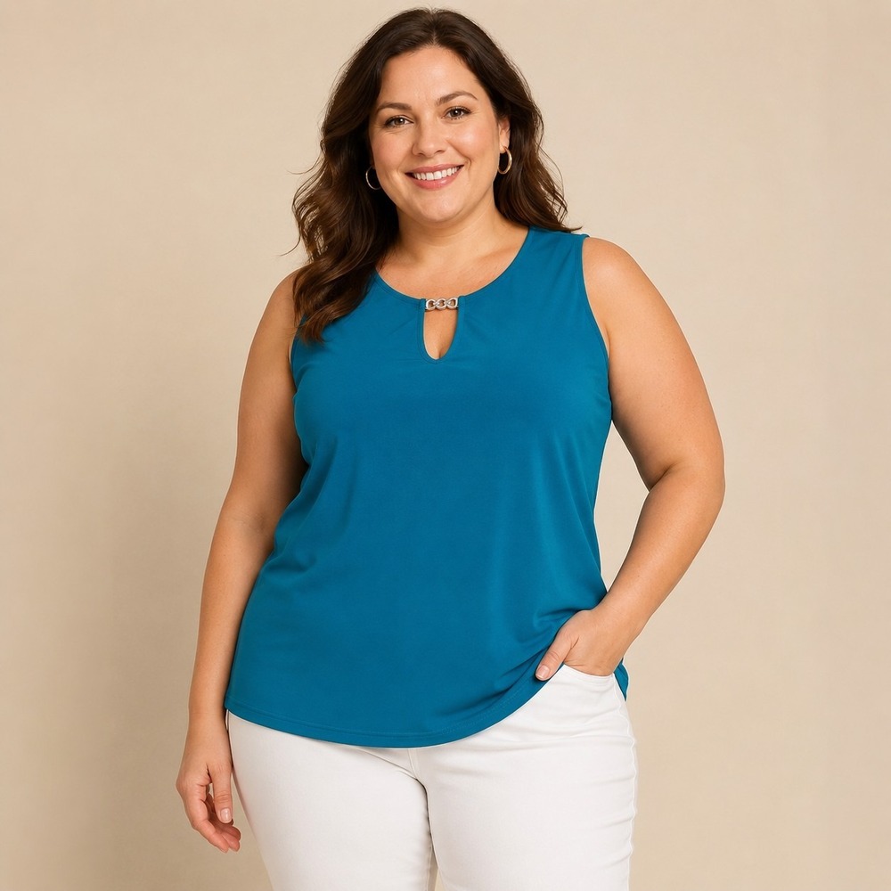Dana Buchman Travel Anywhere Teal Top Women's XL Corporate Chic Coastal Capsule